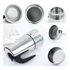 Cafeteira Italiana Aço Inox 300ml 6 Xicaras Café Expresso Cor Prateado