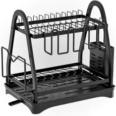 Escorredor De Louça 2 Andares Inox Preto C/ Drenagem 360°