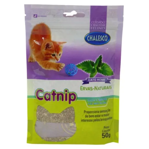 Catnip Erva Para Gatos Natural Relaxante Interativo 50g Chalesco