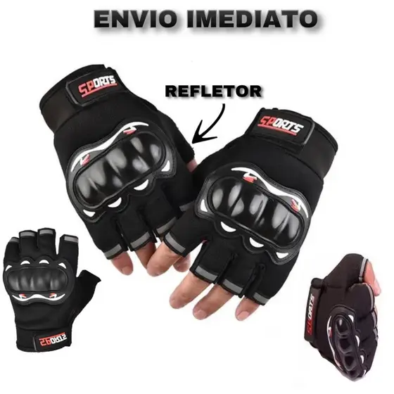 Luva Meio Dedo com Proteção Motoqueiro Ciclista Antiderrapante Confortável Bike Luva de Moto Metade do Dedo