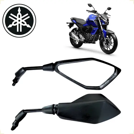 Retrovisor Preto Fosco Pentagonal Z400 Rosca 10mm Moto Esportiva Honda Yamaha Haste Curta Universal