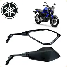 Retrovisor Preto Fosco Pentagonal Z400 Rosca 10mm Moto Esportiva Honda Yamaha Haste Curta Universal
