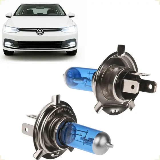 Kit 2 Lâmpadas H4 8500K Halógena Super Branca Xenon Farol Carro Alto e Baixo Iluminação de Veículos