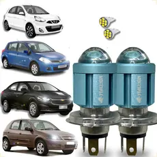 Kit de Farol H4 Led Stallion ST‑G301 6500K Super Branca Alto e Baixo Carro Celta Prisma Tiida March