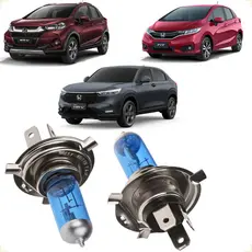 Kit Lâmpada Halógena H4 Super Branca Xenon Farol Alto e Baixo Carro Fit HR-V WR-V Encaixe P43t