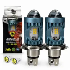 2 Lâmpada Farol Projetor Bicolor Led H4 Branca e Amarela Chip Moto Carro Caminhão