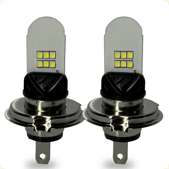 Kit de Farol de Led Lâmpada H4 Silver Potente 6500K 12V Par Super Branca Forte Alto Baixo Carro Moto