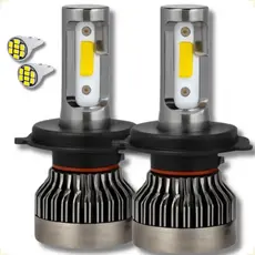 Par de Lâmpada Farol Alto e Baixo Ultra Led Mini para Carro H4 Y3 Lux Led 6500k Kit Super Branca 12V