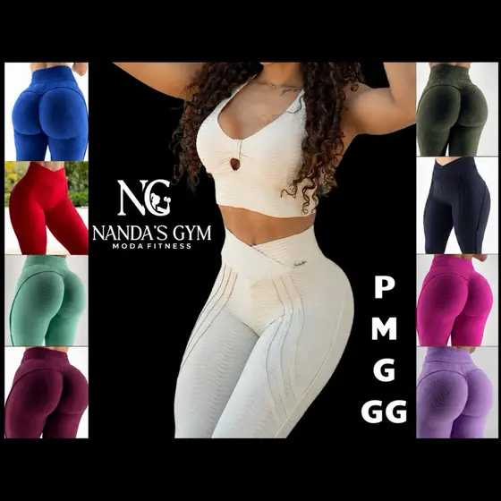 Calça Legging modeladora - legging Brocada - empina bumbum - cós V - jacquard - coração