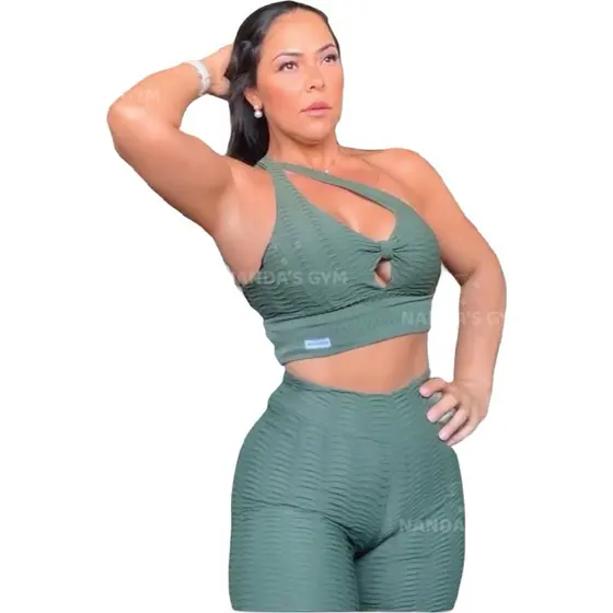 Conjunto brocado short e top - textura brocada - bermuda - poliamida - academia- empina bumbum