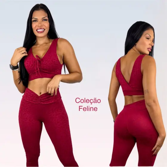 conjunto legging Fitness - brocado empina bumbum - jacquard - Academia - poliamida