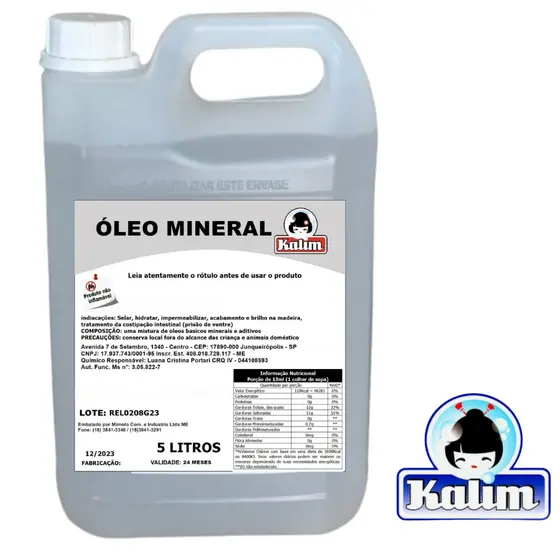 Óleo Mineral 5 Lit Usp Acabamentos Madeira Tábua Marchetaria