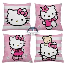 KIT 4 CAPAS DE ALMOFADAS IDEAL PARA DECORAÇÃO  HELLO KITTY ROSA QUARTO DE MENINA TAMANHO 45X45