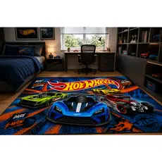 TAPETE DECORATIVO INFANTIL HOTWHEELS AVELUDADO TAMANHO 140X100
