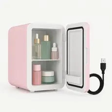 FRIGOBAR PORTATIL GELADEIRA 4L MINI 12V REFRIGERADOR AQUECEDOR CASA CARRO SKIN CARE ROSA