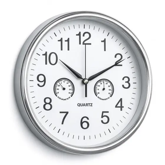 RELOGIO MEDIDOR TEMPERATURA UMIDADE DECORATIVO LUXO SALA COZINHA ESCRITORIO QUARTO CONSULTORIO PRATA