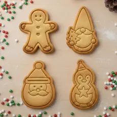Cortador de Biscoito / Cookies / Massinha/ Biscuit Carimbo Natal Duende, Boneco de Neve, Papai Noel e Boneco de Gengibre