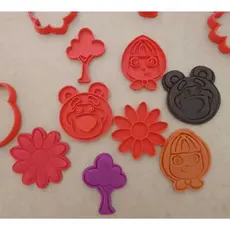 Masha e o Urso   Cortador de Biscoito / Cookies / Massinha / Biscuit Carimbo Desenho  KIT 4 PEÇAS