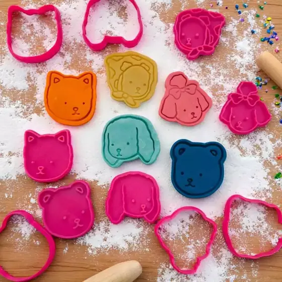 🐱🐶 Kit Cortadores Biscoito Animais Boobie | Impressão 3D PLA | 5 Modelos | 6cm/8cm | Tamanho Personalizável 🍪✨