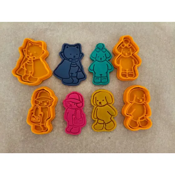 🐱🐶 Kit Cortadores Biscoito Corpo Animais Boobie | Impressão 3D PLA | 4 Modelos | 6cm/8cm | 🍪✨