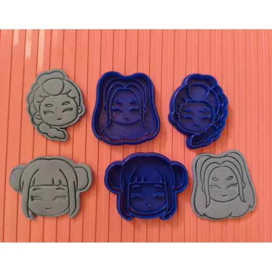🌸💖Guerreiras Cortador para Cookies e Pasta Americana K POP MENINAS ANIME | Kit 3 pçs Com Puxador