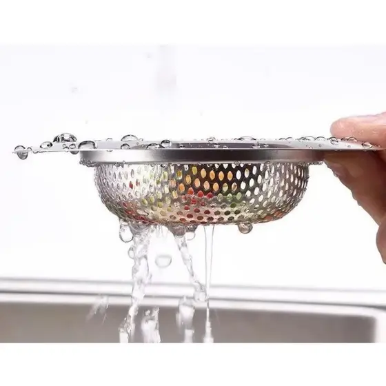Ralo para Pia Pequeno Com Borda de Cozinha em Inox 9 cm