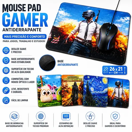 Mouse Pad Gamer Escritório Mousepad Resistente Antiderrapante