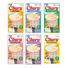 Petisco para Gatos Purê Churu Inaba Kit com 6 a 2 Pacotes Variados 56g cada promoção Original
