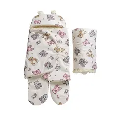 Kit Maternidade Saco de Dormir Bebê + Cobertor Dupla Face Algodão e Sherpa
