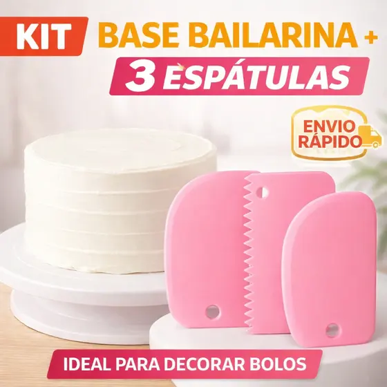 Kit Confeitaria Base Bailarina Espatula Raspador Decoração De Bolo