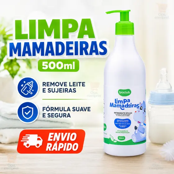 Limpa Mamadeiras 500ml Bebê Detergente Desengordurante Orgânico Vegano Bioclub Mãe Higiene Limpeza Casa