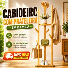 Mancebo Cabideiro de Chão Bambu Suporte Organizador Arara Roupas Prateleira