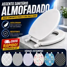 Tampa de Vaso Sanitário Assento Almofadado de Banheiro