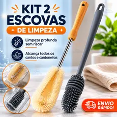 Kit Escova Multiuso Limpeza de Casa Cozinha Garrafa Pia Taças de Vidro