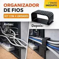 Kit de Organizador de Cabo Fita Adesiva Dupla Face Fio Tomada