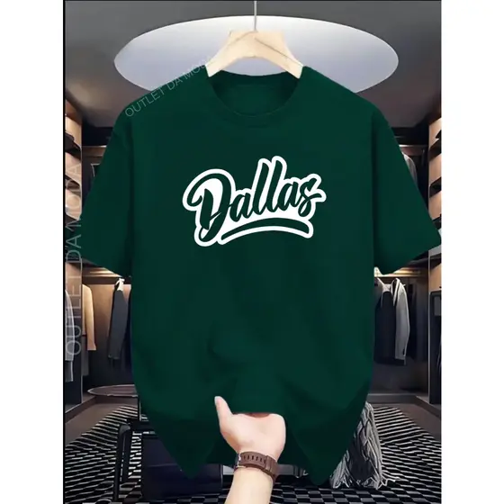 Camiseta Masculina DALLAS bco Camisa 100% algodão Malha Premium 30.1