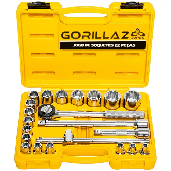 Jogo Maleta De Soquetes Com Catraca 1/2" 22 Peças Profissional