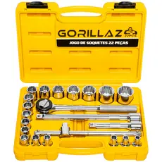 Jogo Maleta De Soquetes Com Catraca 1/2" 22 Peças Profissional