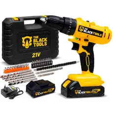 Parafusadeira E Furadeira Impacto 21v 3/8 Bivolt 2 Baterias The Black Tools