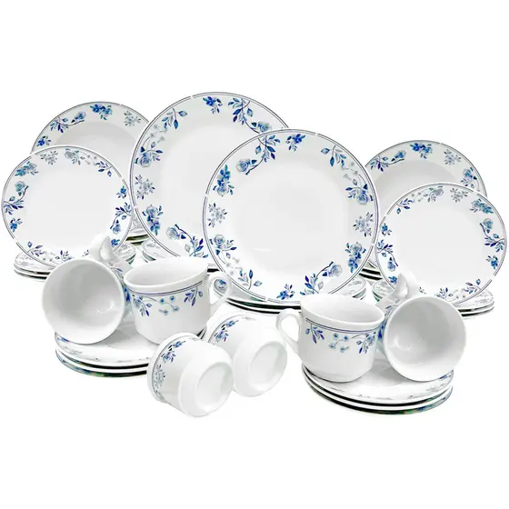 Kit 2 Aparelhos de Jantar Mayara Jogos de Pratos Rasos, Fundos Sobremesa Xicaras Pires