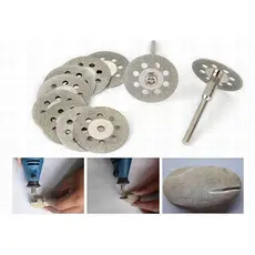 Kit Disco Serra Diamantada 10 Peças Para Micro Retifica Com 2 Hastes