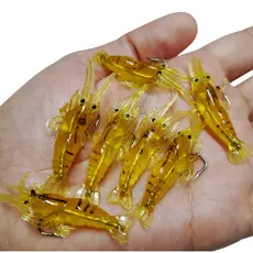 Kit Isca Artificial Camarão Aromatizado Silicone Com Anzol 4cm 2g Pesca Robalo Tucunaré Curvina
