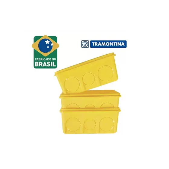 Kit 5 Caixinha de Luz 4x2 Amarela TRAMONTINA Anti Chama