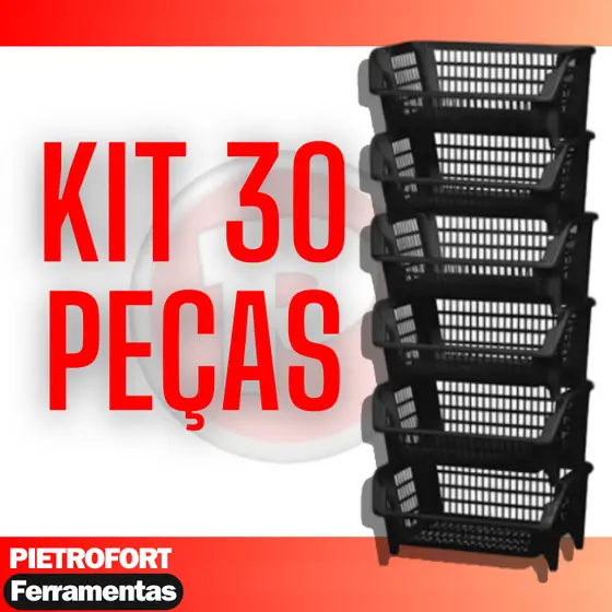 30 Peças Cesto Empalhável Expositor Organizador Preto