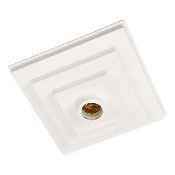 Kit 5 un. Plafonier Plafon Quadrado Sobrepor Luminária Branco Bocal Soquete Porcelana E27 Branco Elite PVC Resistente