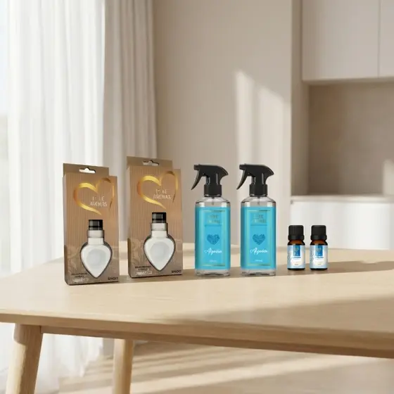 Kit Casa Perfumada Love Aromas | 2 Difusores + 2 Águas Perfumadas + 2 Essências