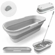 Balde Multiuso Dobrável Retrátil  Retangular Silicone Com Rodinhas