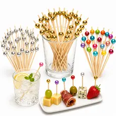 Kit 40 até 100 Palitos De Petiscos De Bambu Diversas Cores Perolados Festas Drink