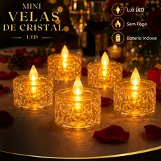 Kit 6 - 24 Mini Velas Luz Led Eletrônica Decorativa Cristal Transparente