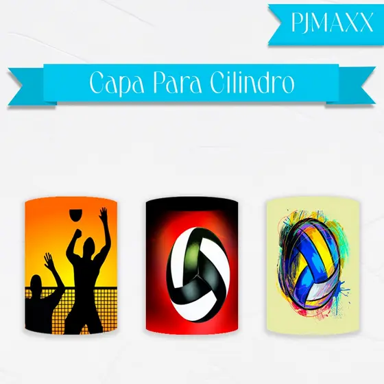 Capa Para Cilindros tema Volei Esporte Jogo Bola Decoração Elegante Cenario Festa Malha Sublimada